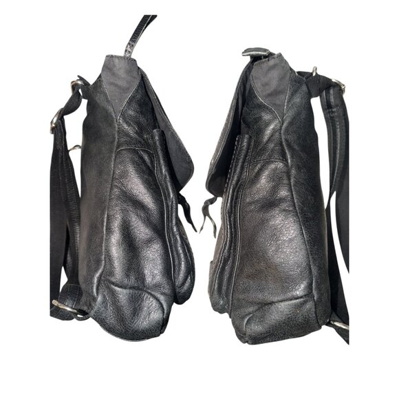 The SAK Ventura Convertible Backpack Black Leather Canvas Crossbody Bag Travel - Picture 8 of 11